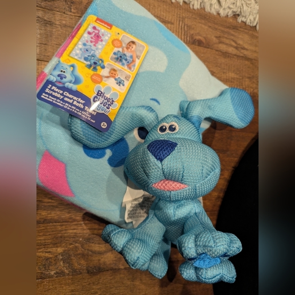 Blue's Clues & You Bath Time Fun 2 Piece Character Scrubby & Towel New!